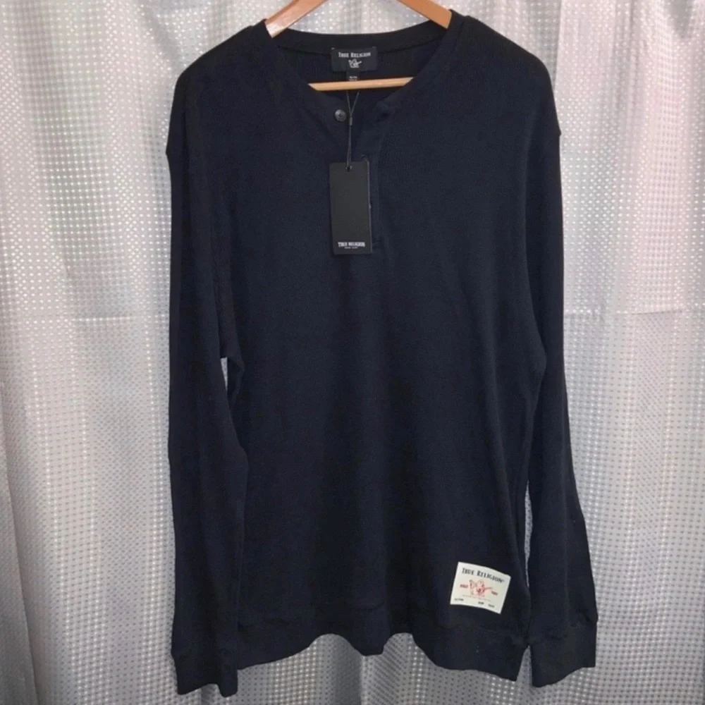 True Religion Black Crewneck Thermal NWT
